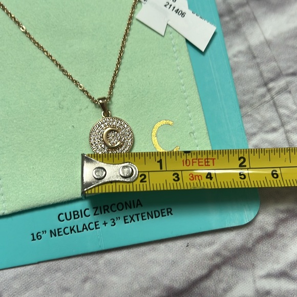 Gold & cubic zirconia Initial “C” necklace - Picture 4 of 4